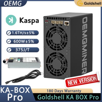 Goldshell KA Box Pro Kaspa Miner 1.6TH/s 600W Home Mining with PSU