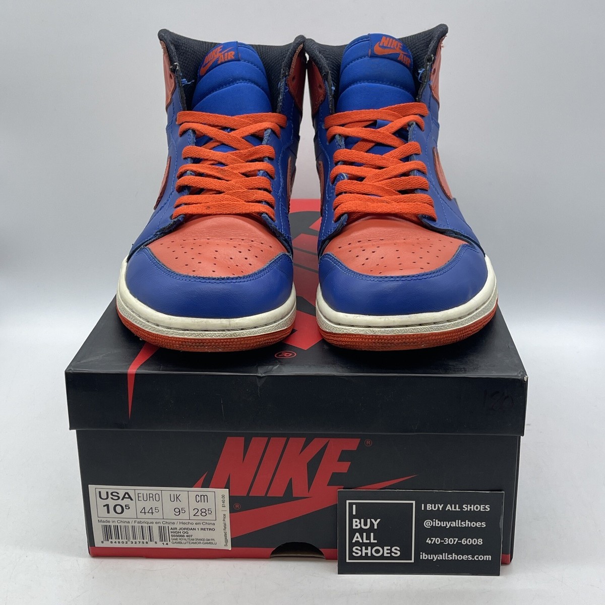 Size 10.5 - Air Jordan 1 Retro OG High Knicks Blue Orange Leather
