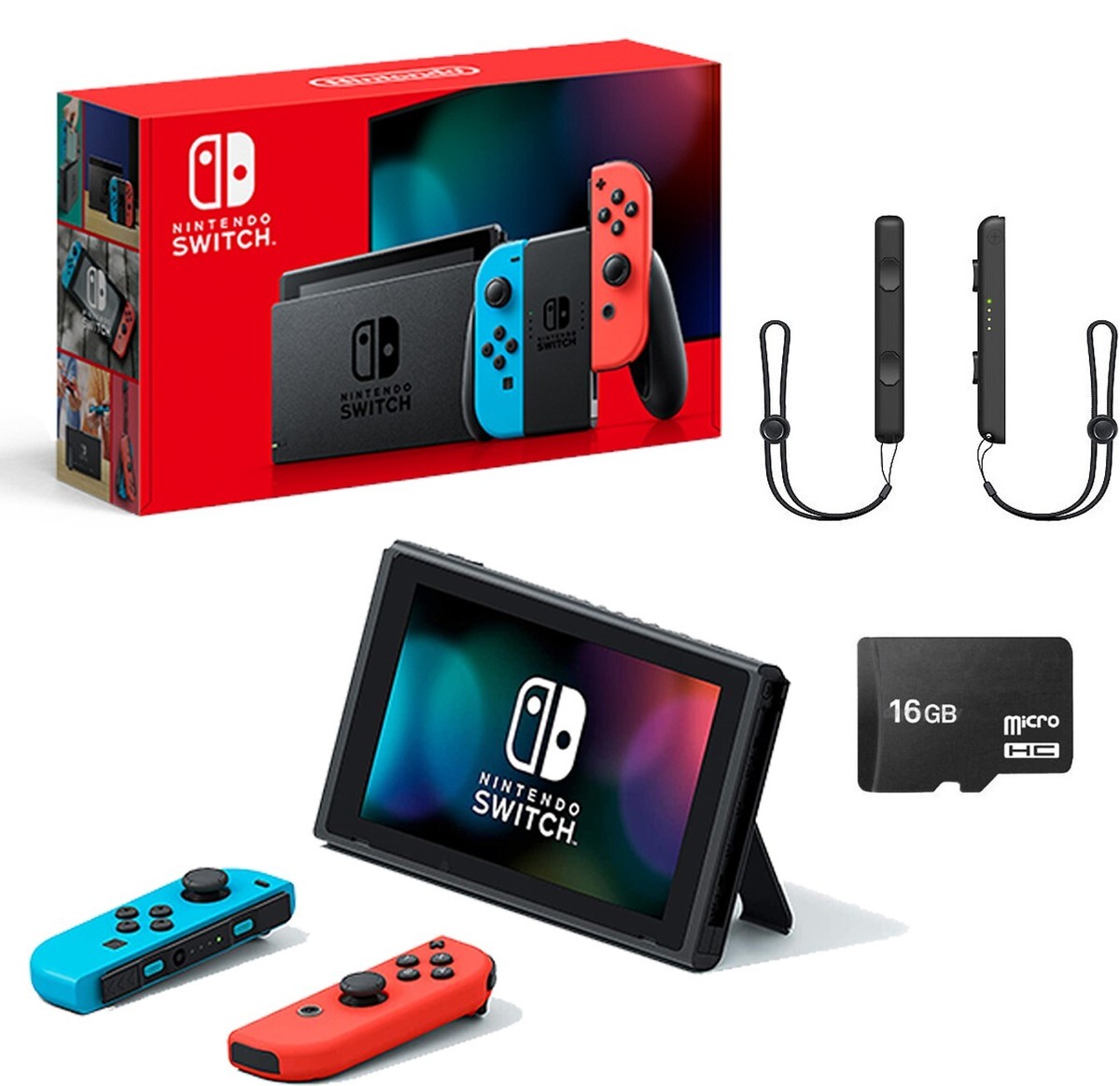 Nintendo Switch Neon JoyCons Gaming Console + 1-Yr Warranty + 16GB