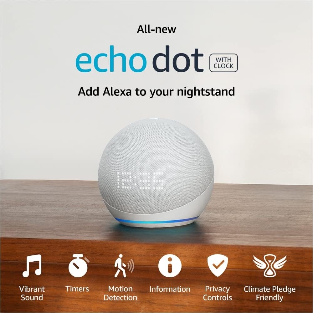 NEW Echo Dot Smart speaker with Alexa and Clock - Random Colors