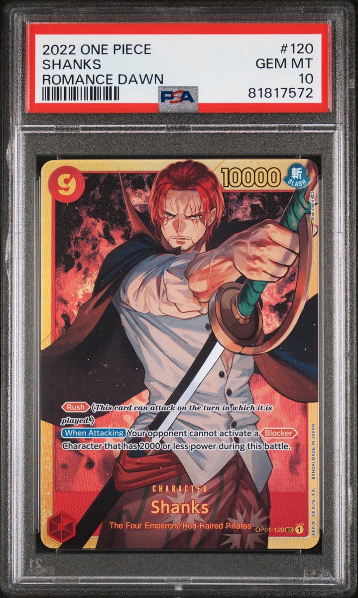ONE PIECE ROMANCE DAWN OP01-120 SHANKS ALTERNATE ART PSA 10 GEM