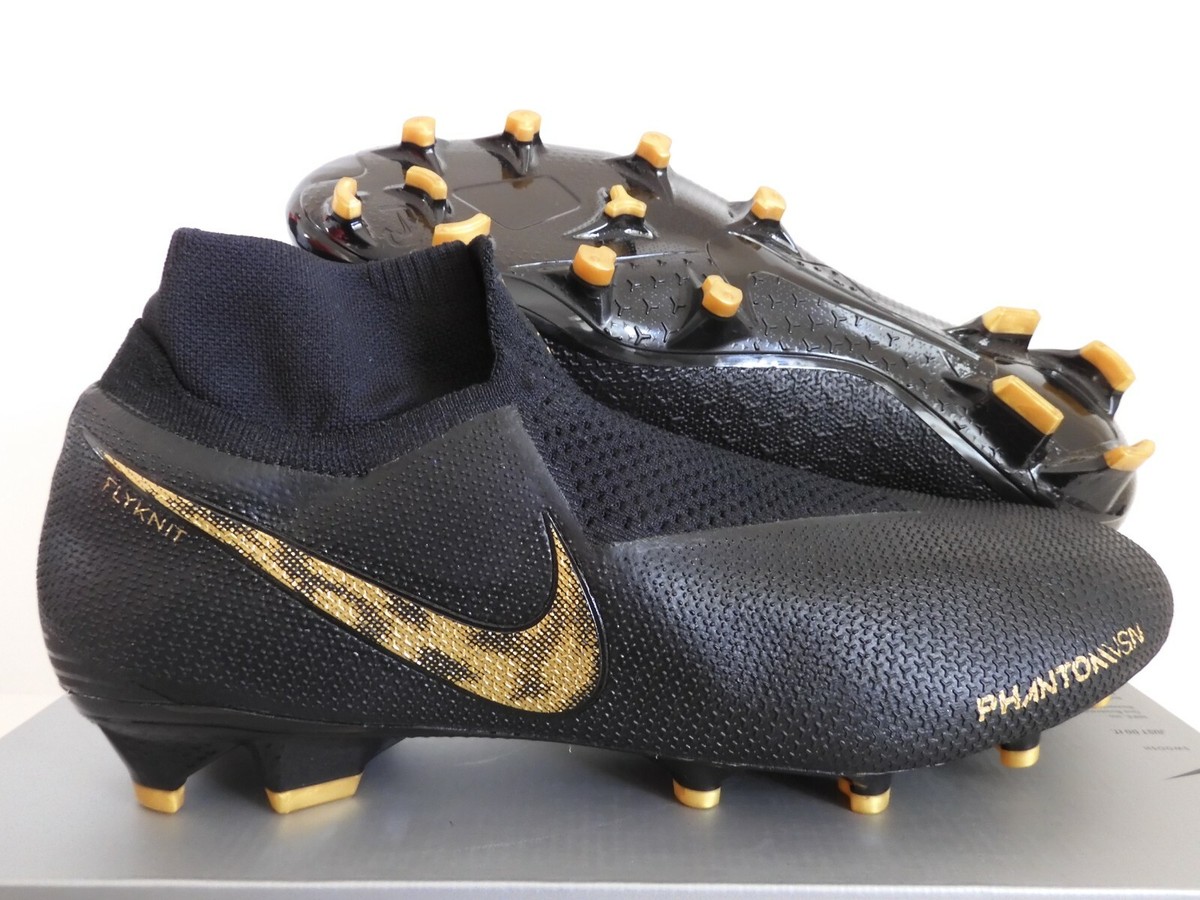 Nike Phantom Vision Elite Df Fg Black-Metallic Vivid Gold Sz 12.5