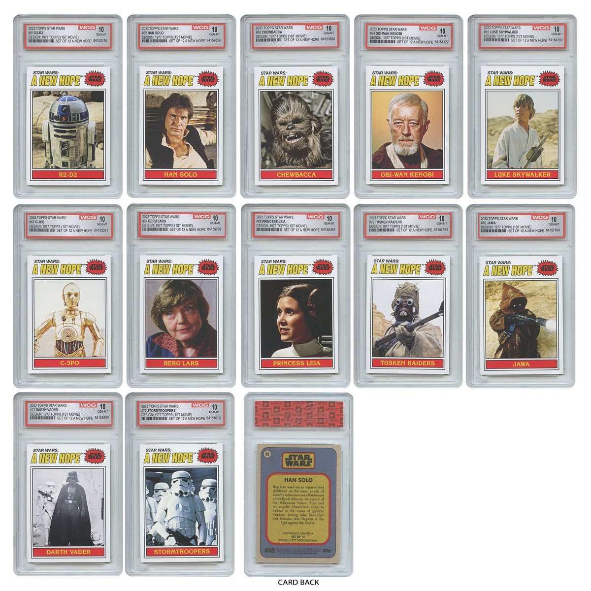 STAR WARS TOPPS Rare 1977 Card Designs - All Graded Gem Mint 10