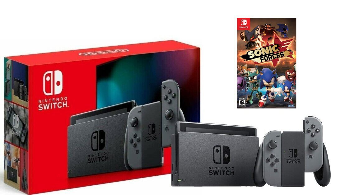 NEW ⭐Nintendo Switch Console Bundle Gray Joy Con 32GB + Sonic