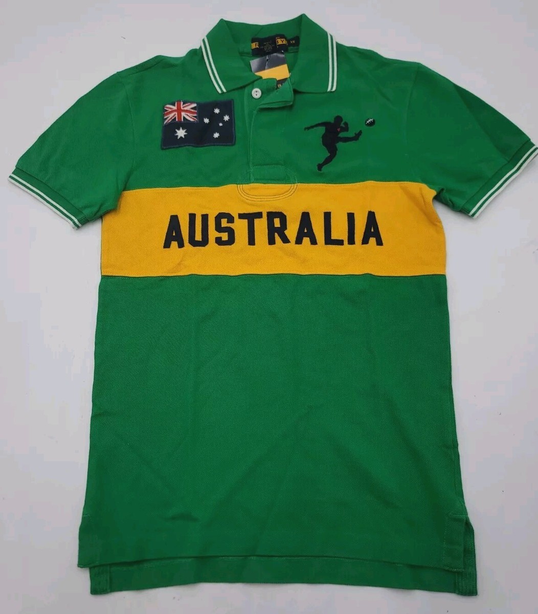 Ralph Lauren Australia Rugby Green Embroidered Patches Polo Shirt