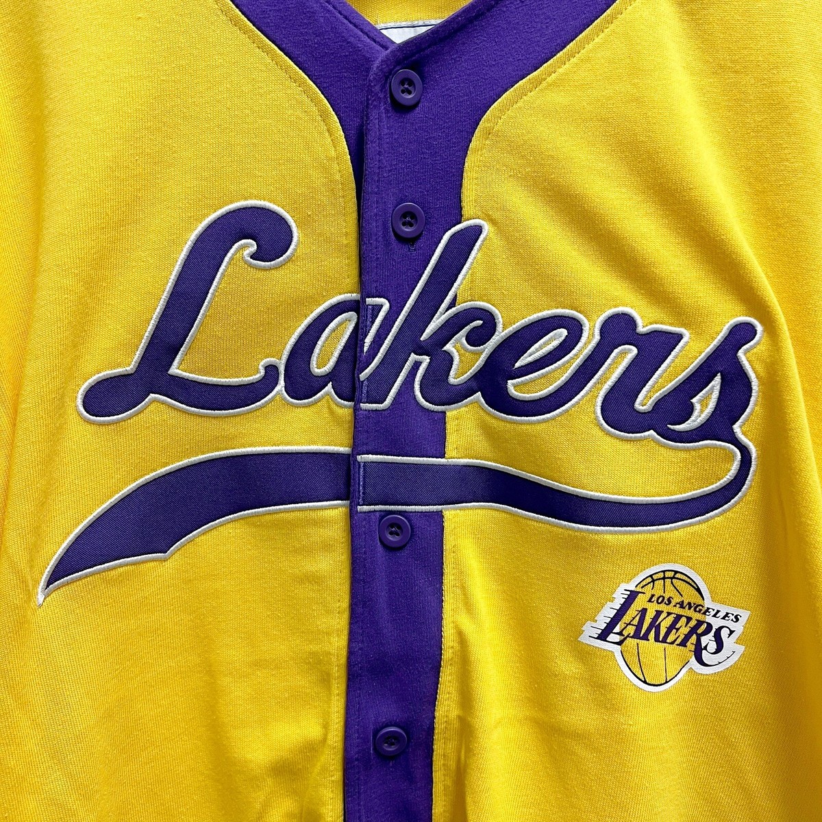 Los Angeles Lakers Starter NBA Jersey Mens XL Gold Baseball Button