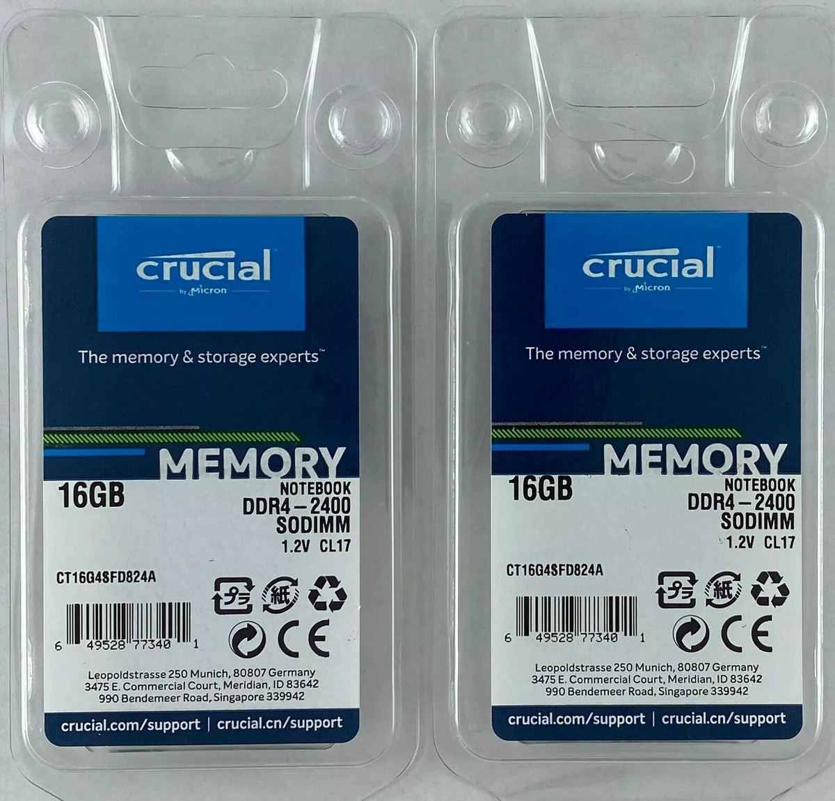Crucial 32GB (2 x 16GB) PC4-19200 (DDR4-2400) Memory