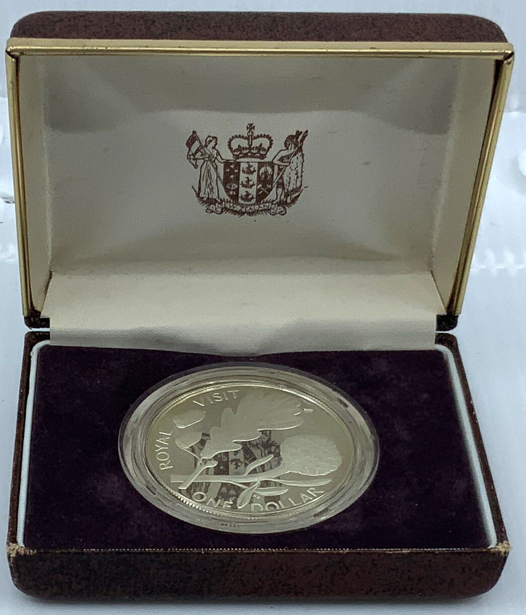 1981 NEW ZEALAND UK Queen Elizabeth II ROYAL VISIT Proof Silver $1