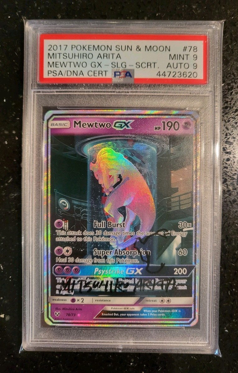 PSA 9 AUTO 9 Mitsuhiro Arita Signed & Sketched Pokemon Mewtwo