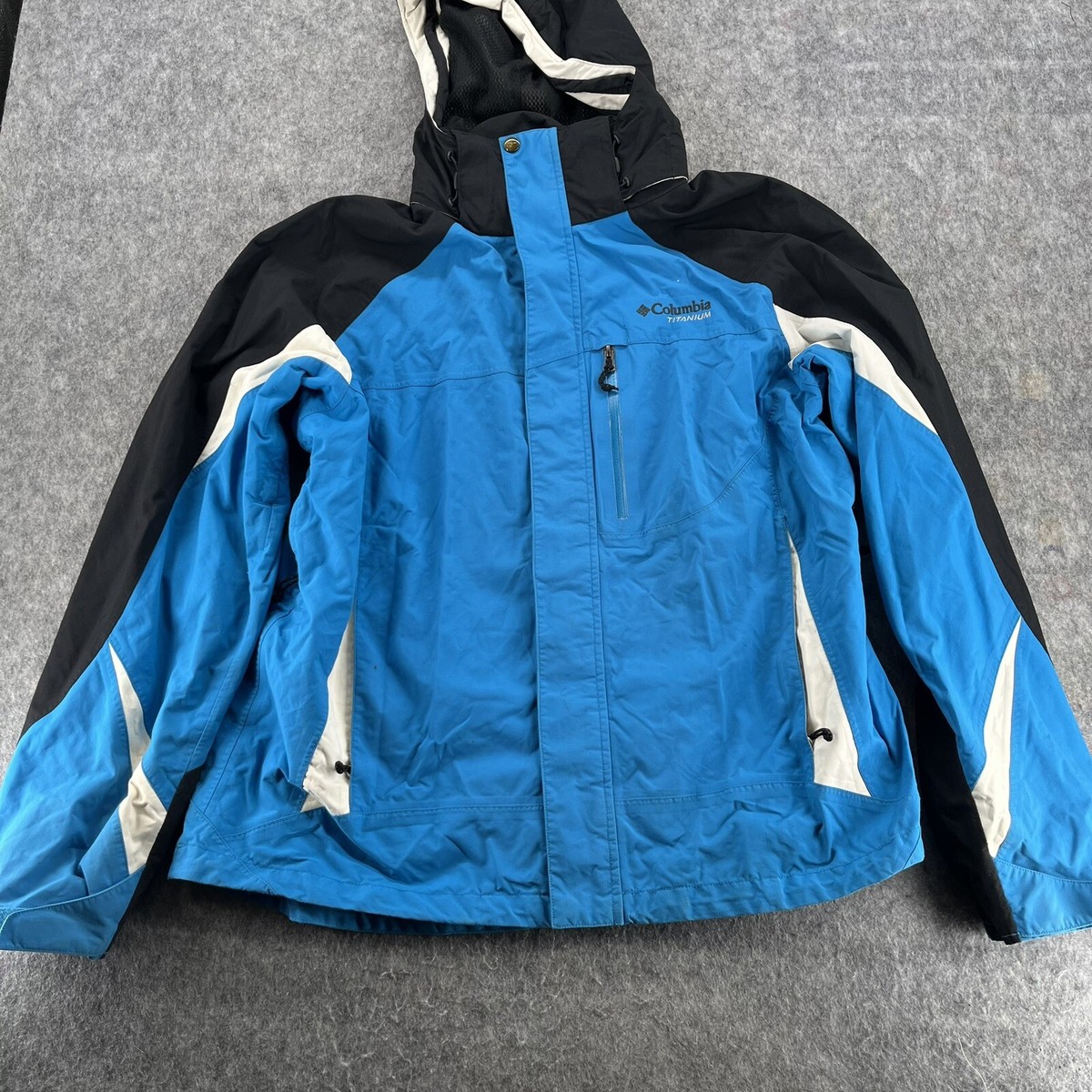 Columbia Titanium Mens Blue Interchange Omni Tech Ski Jacket Size