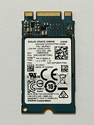TOSHIBA KBG30ZMT256G 256GB SSD M.2 2242 PCIe NVMe SSD FOR Thinkpad