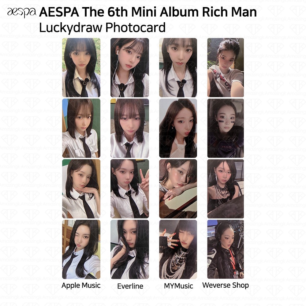 Aespa 6th Mini Album Rich Man LuckyDraw Photocard AM EL NY Weverse