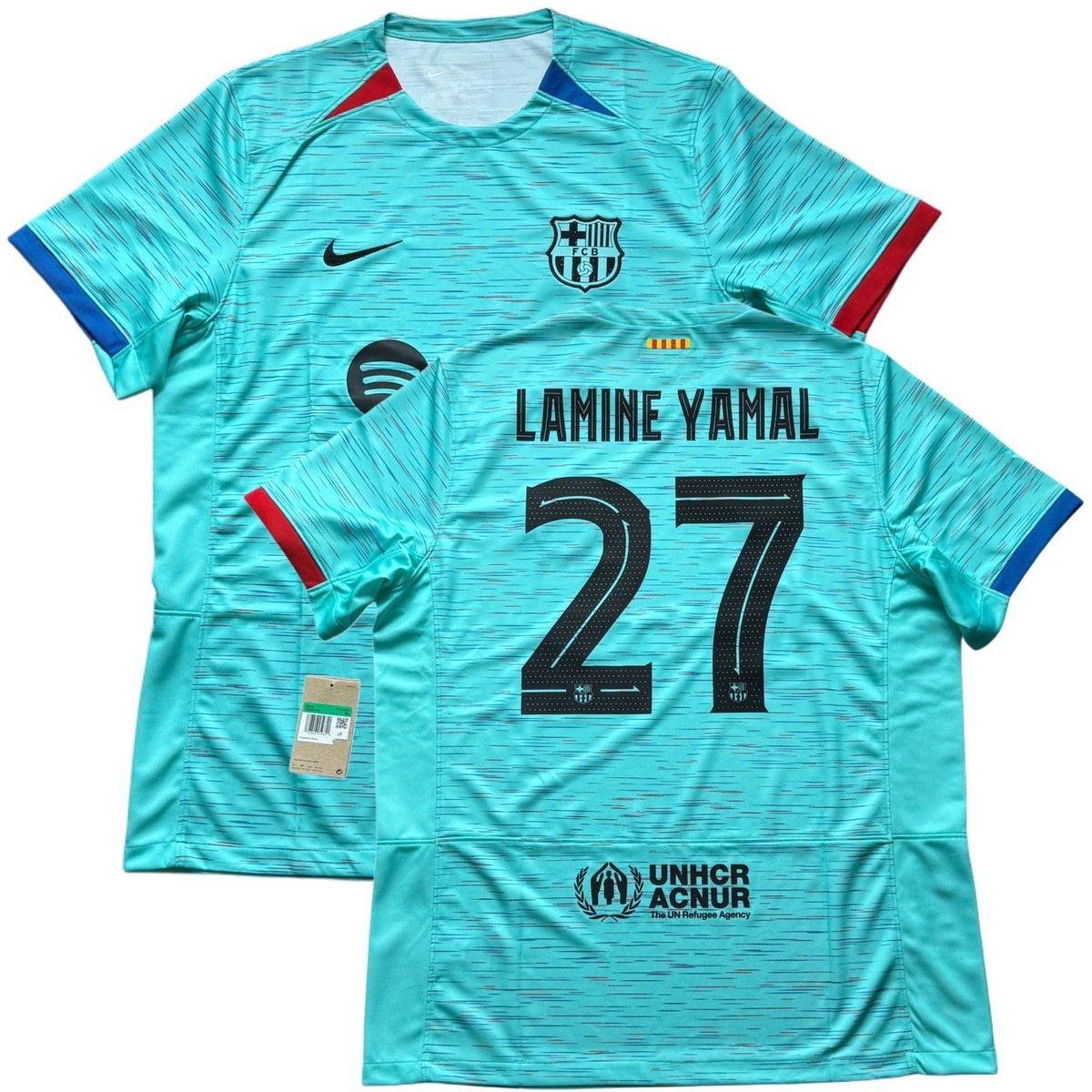 2023/24 Barcelona Third Jersey #27 Lamine Yamal XL Nike Champions