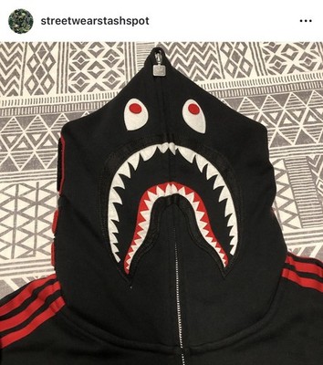 A Bathing Ape Bape X Adidas Shark Full Zip Hoodie Size Extra Large