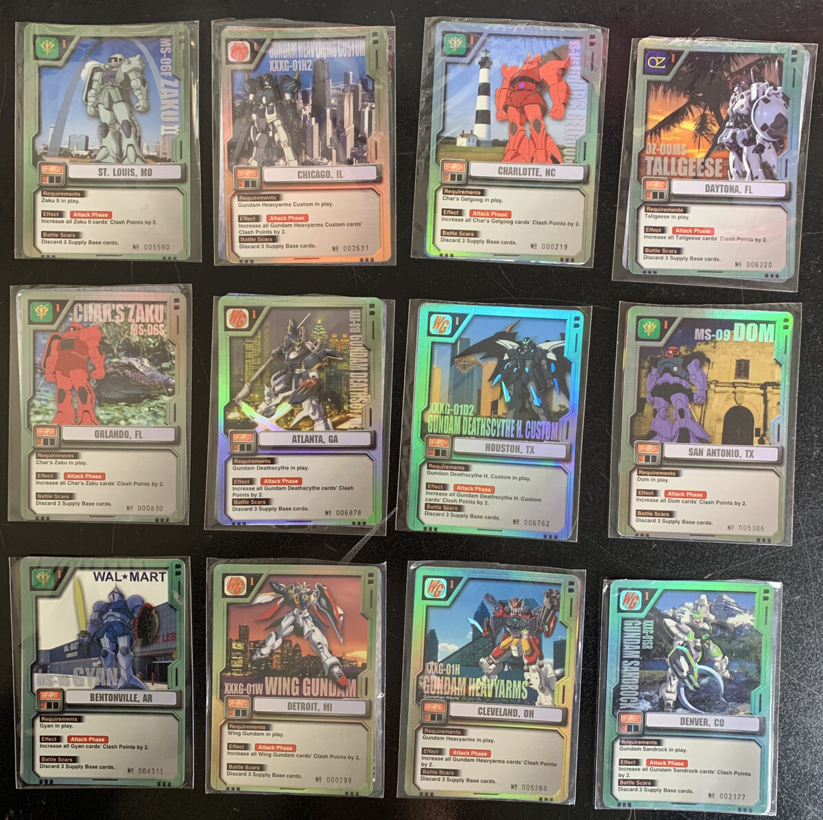 RARE Set of 22 Gundam MS War TCG 2001 Invasion Tour PROMO Holo