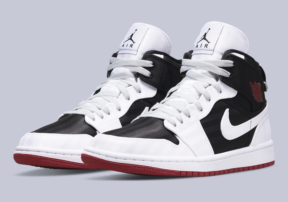 Air Jordan 1 Mid SE Utility Canvas White Black Gym Red (W) DD9338