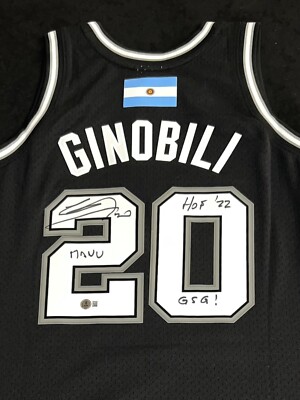 Manu Ginobili signed & inscribed San Antonio Spurs #20 Retirement