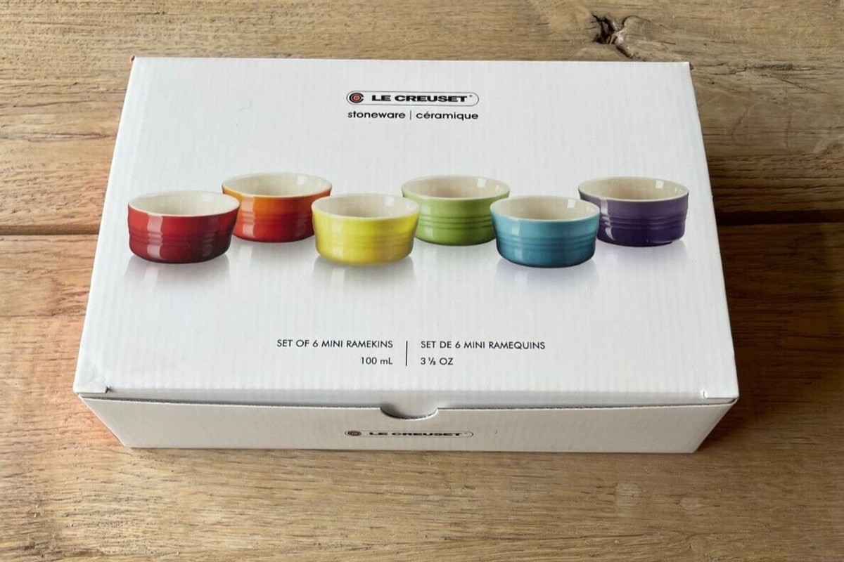 Le Creuset Stoneware Rainbow Multicolor Set of 6 3.5oz Mini
