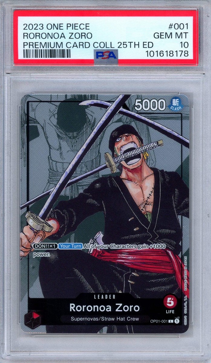 PSA 10 Roronoa Zoro OP01-001 Premium Card Collection 25th