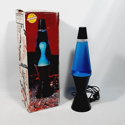 Vintage 1990 Midnight Series LAVA LITE #8403 Blue Liquid White