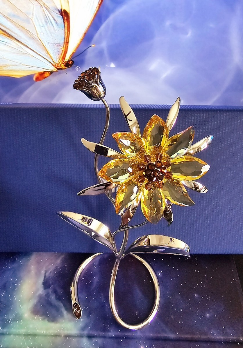 Swarovski Crystal Darigold, Light Topaz Flower Figurine - 957575