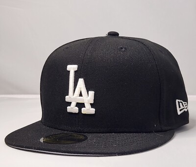 New Era Los Angeles Dodgers 59Fifty Black Fitted Sz 7-1/4 Hat | eBay