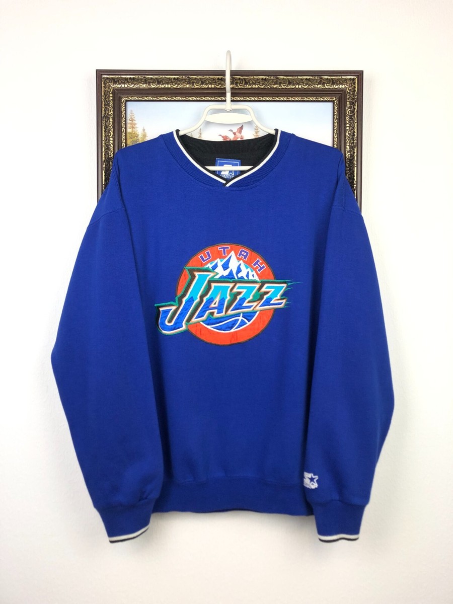 Vintage 90's Starter Utah Jazz NBA Sweatshirt Mens Crewneck Blue
