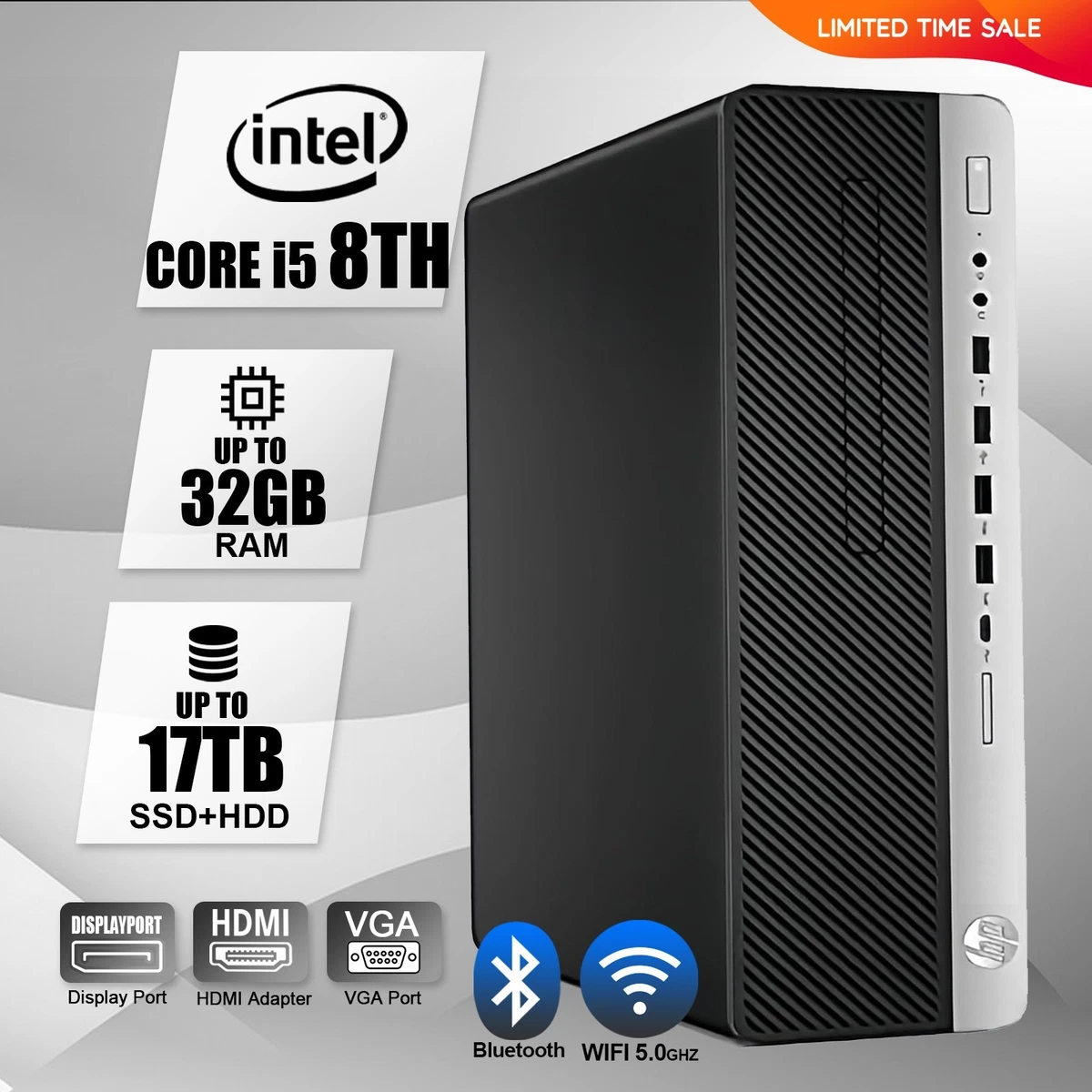 HP Intel Core i5 8th Gen. 8 GB RAM PC Desktops & All-In-One
