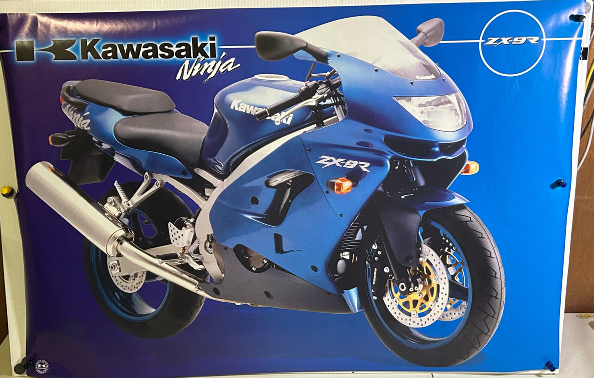 ROLLED KAWASAKI ZX9R NINJA SPORTSBIKE BLUE MOTORCYCLE 23X35 POSTER
