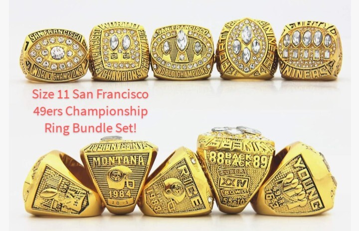 SAN FRANCISCO 49ERS FIVE CHAMPIONSHIP SIZE 11 HANDMADE MEN RINGS