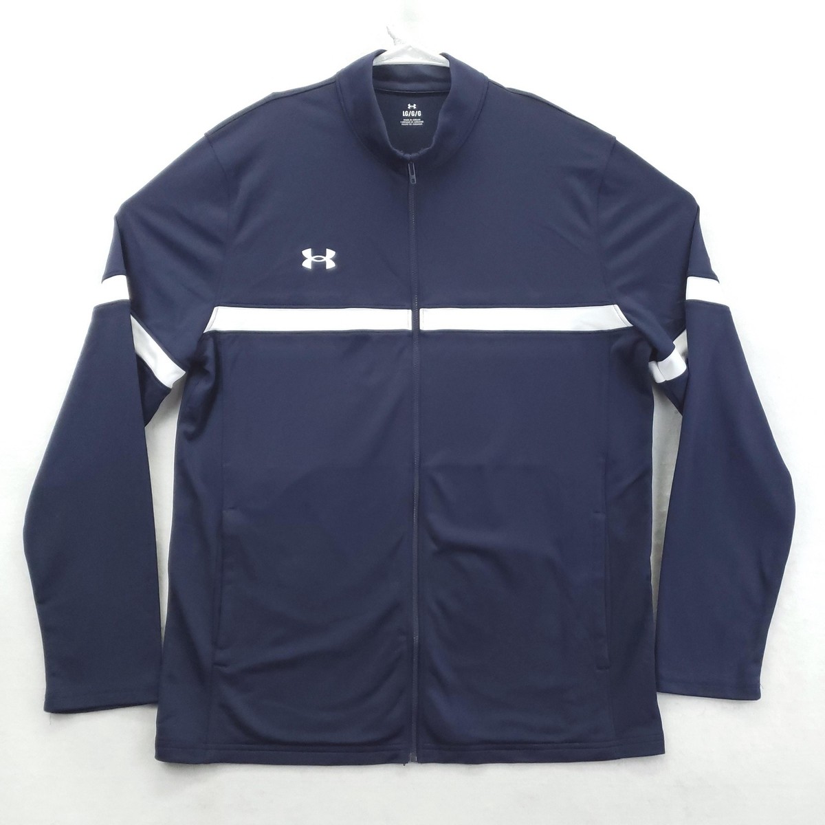 Under Armour Jacket Mens Large Navy Team Knit Warm-Up Track Full
