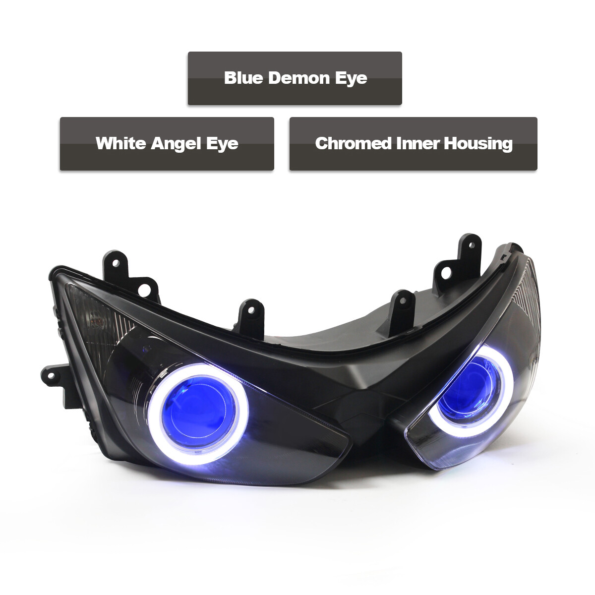 KT LED Angel Halo Eye HID Headlight Assembly for Kawasaki Zx6r Zx