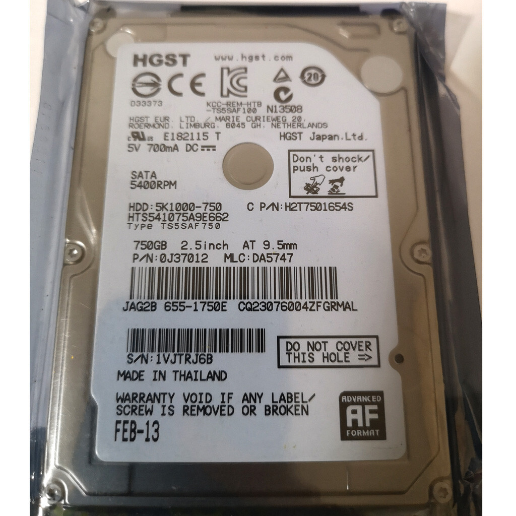 Original HGST 750GB HTS541075A9E662 5400RPM SATA 2.5