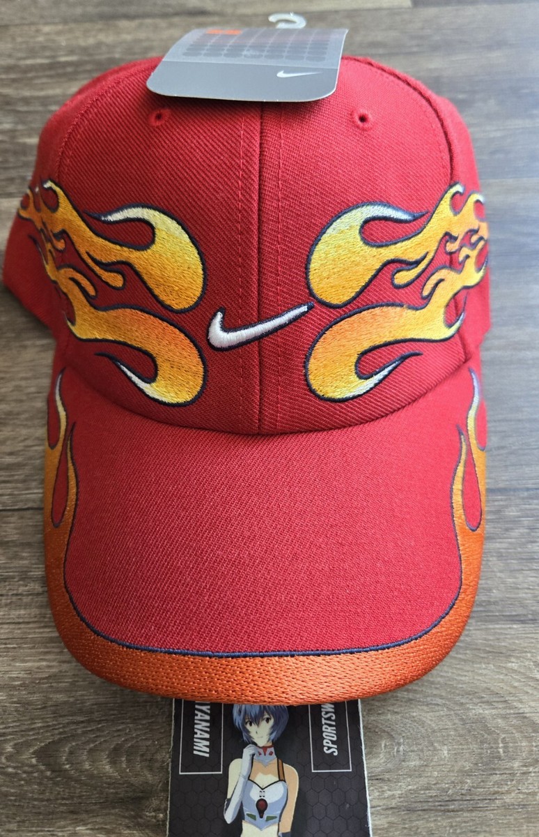 NWT Nike Swoosh Flames Strapback Hat Red Vintage Y2K Rare | eBay