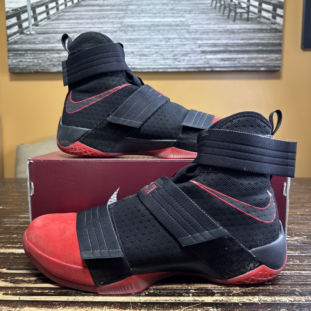 Nike Zoom LeBron Soldier 10 Black Red Mens Shoes 844378-060 Size