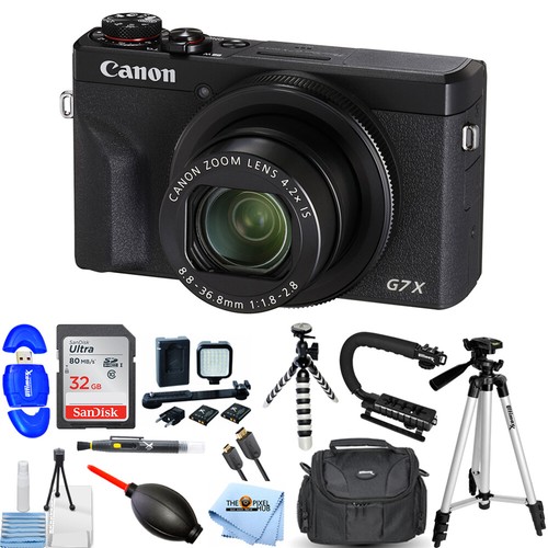 Canon PowerShot G7 X Mark III Digital Camera (Black) + 32GB + LED