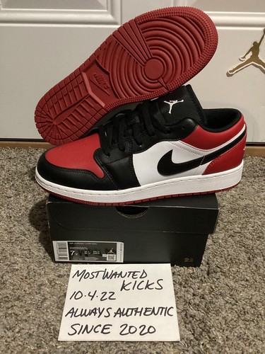 DS 2021 Nike Air Jordan Retro 1 Low Bred Toe GS Sz 7Y/Women's Sz