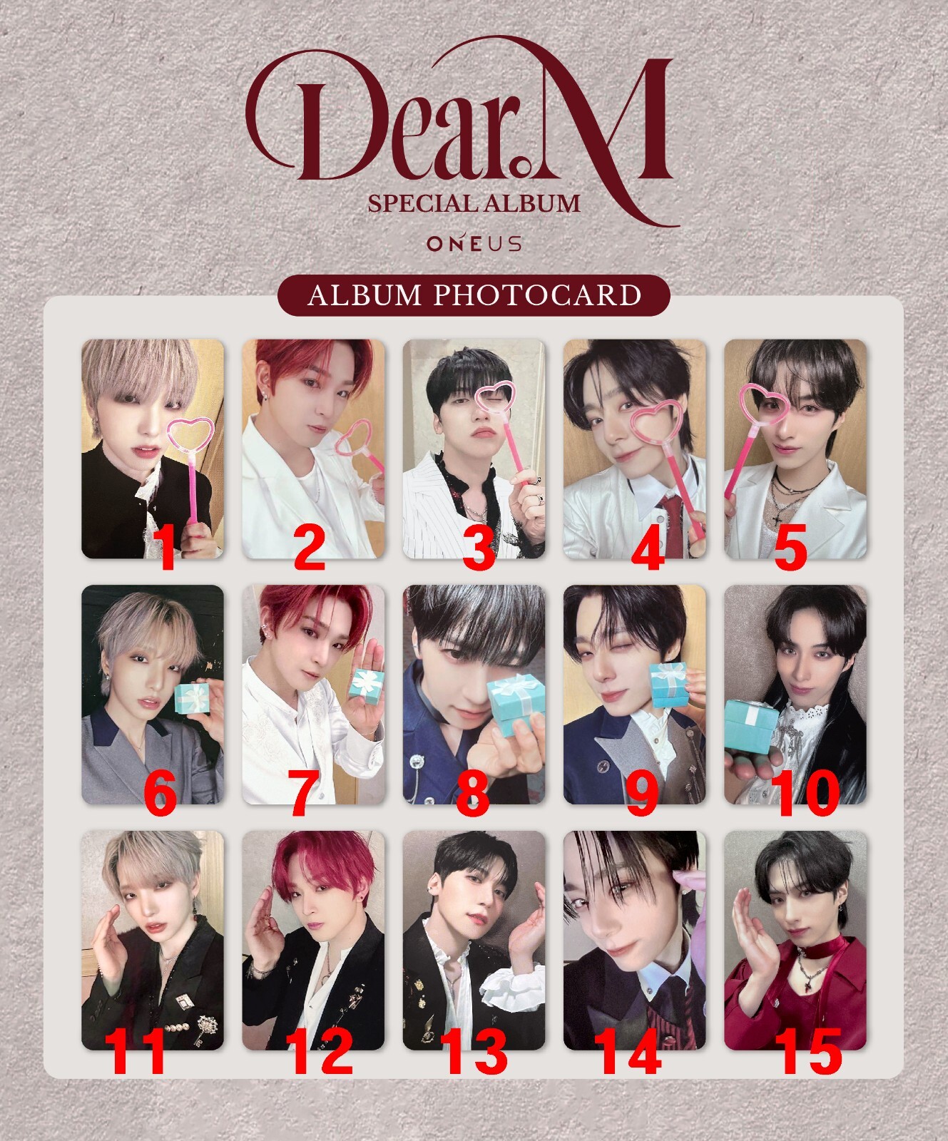 ONEUS - [Dear M] Album Official book /mystery box ver PHOTOCARD