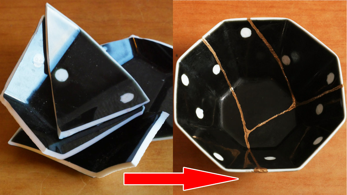 二度と使えないレベルで割れたお皿を味のある器として復活させる「簡単
