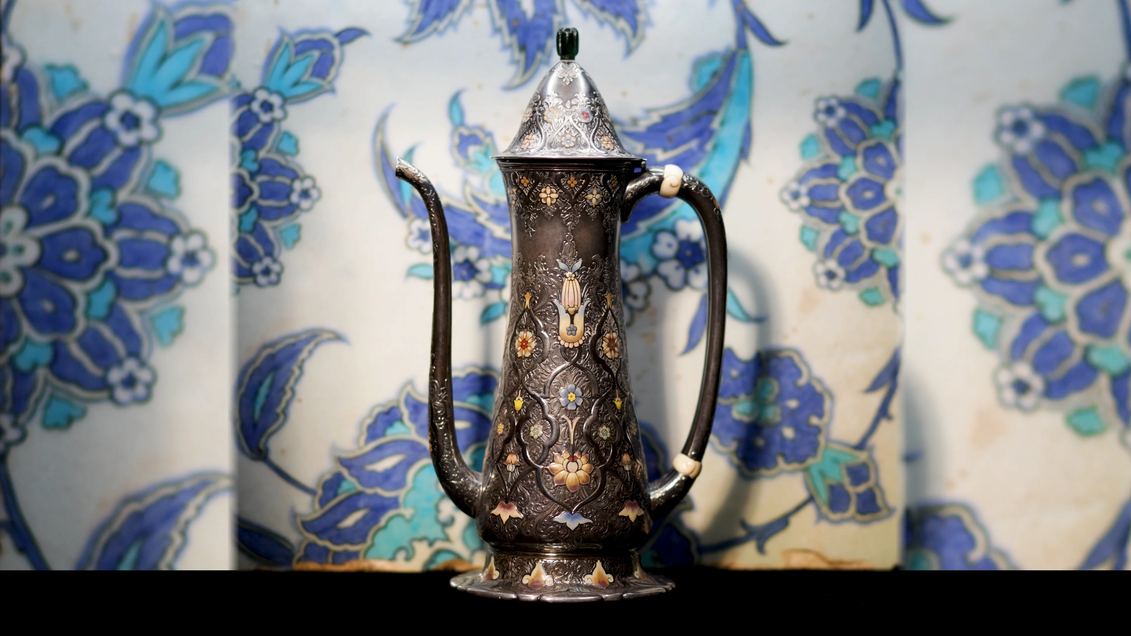 Tiffany & Co., An American Silver and Enamel Coffee Pot from the