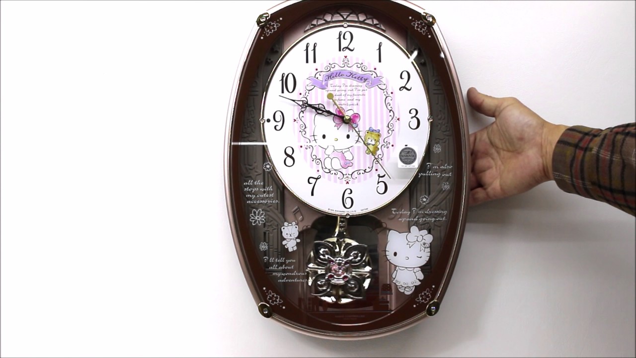 リズム時計 ハローキティM540 メロディ付き電波振り子時計 4MN540MB13