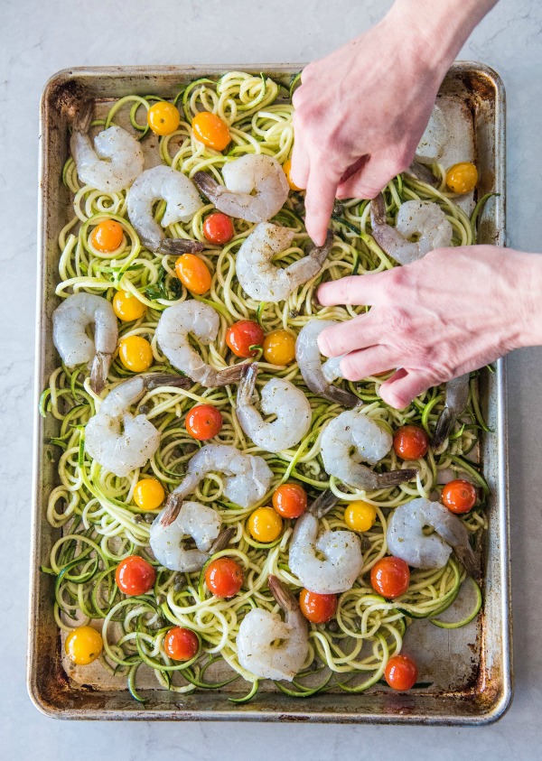 Shrimp and 'Zoodles' Sheet Pan Dinner - Mountain Mama Cooks