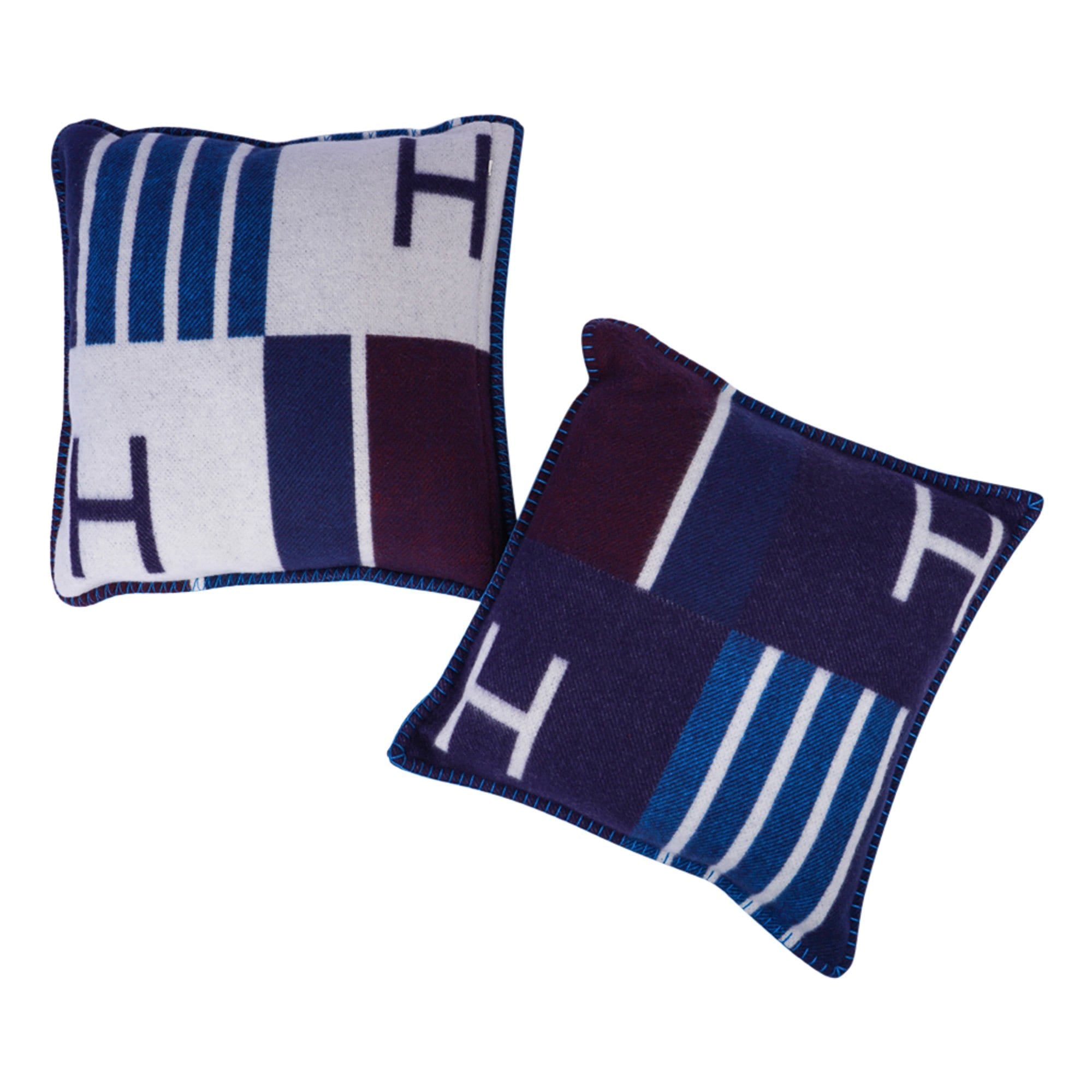 Hermes Cushion Avalon Vibration Blue Marine Small Model Throw