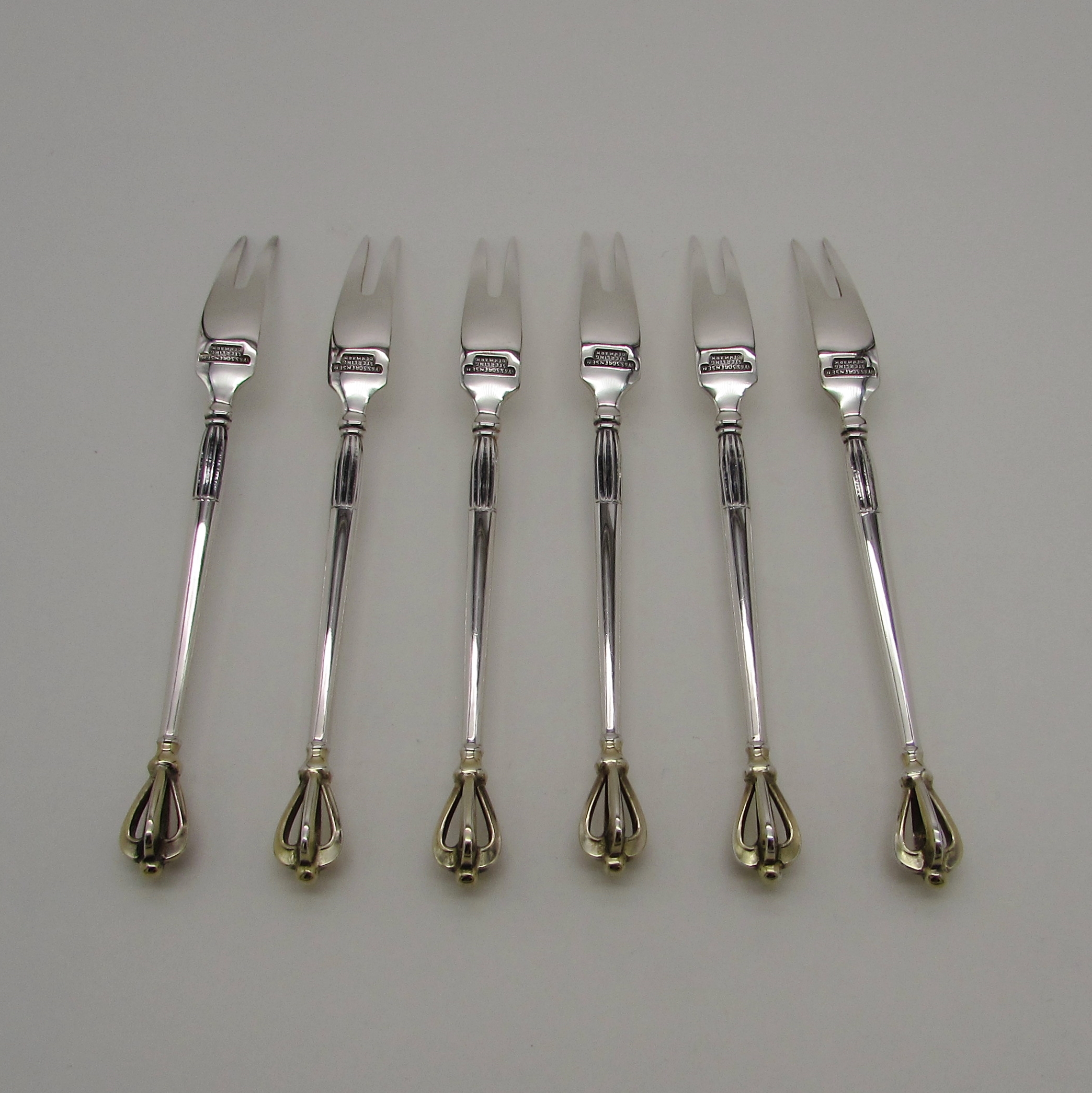 W&S Sorensen Silversmiths-Set of 6 Danish Sterling Cocktail Forks