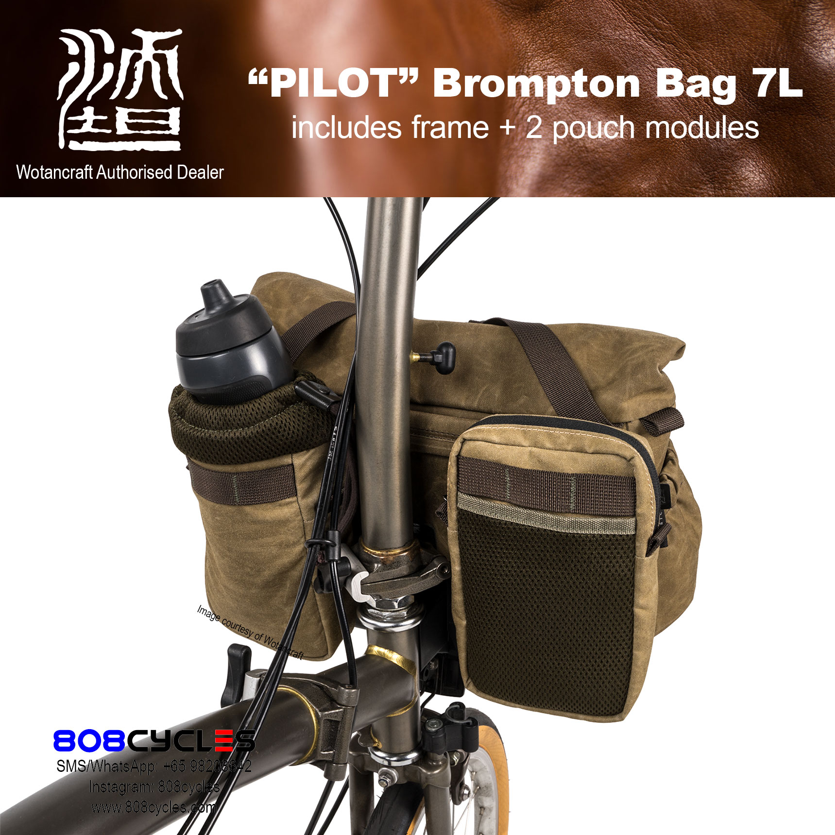 Wotancraft “Pilot” Brompton Bag 7L with 2 pouch modules – 808 Cycles