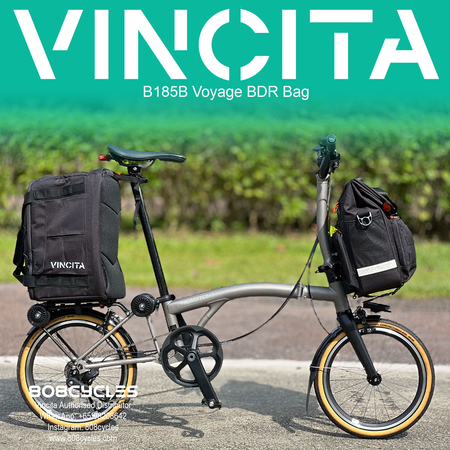 Vincita B185B Voyage BDR Bag – Backpack Dufflebag Rackbag – 808 Cycles