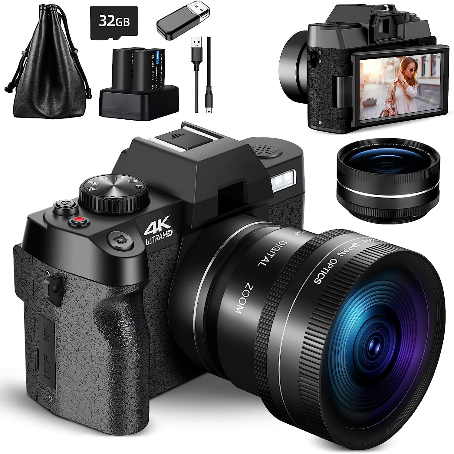NBD Digital Camera 4K Ultra HD 48MP All-in-One Vlogging Camera