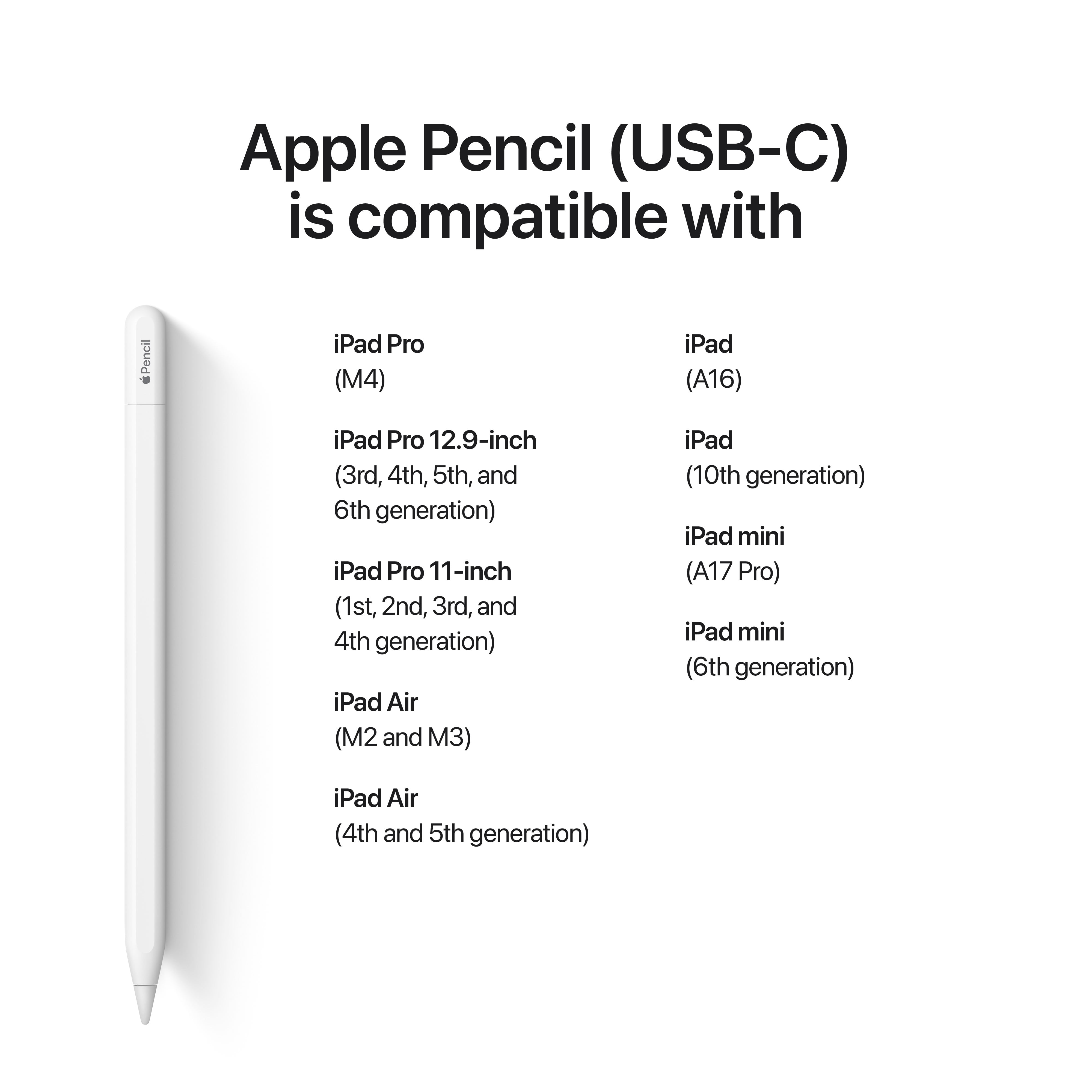 Free Shipping! Apple Pencil USB-C, Pixel-Perfect Precision, Tilt