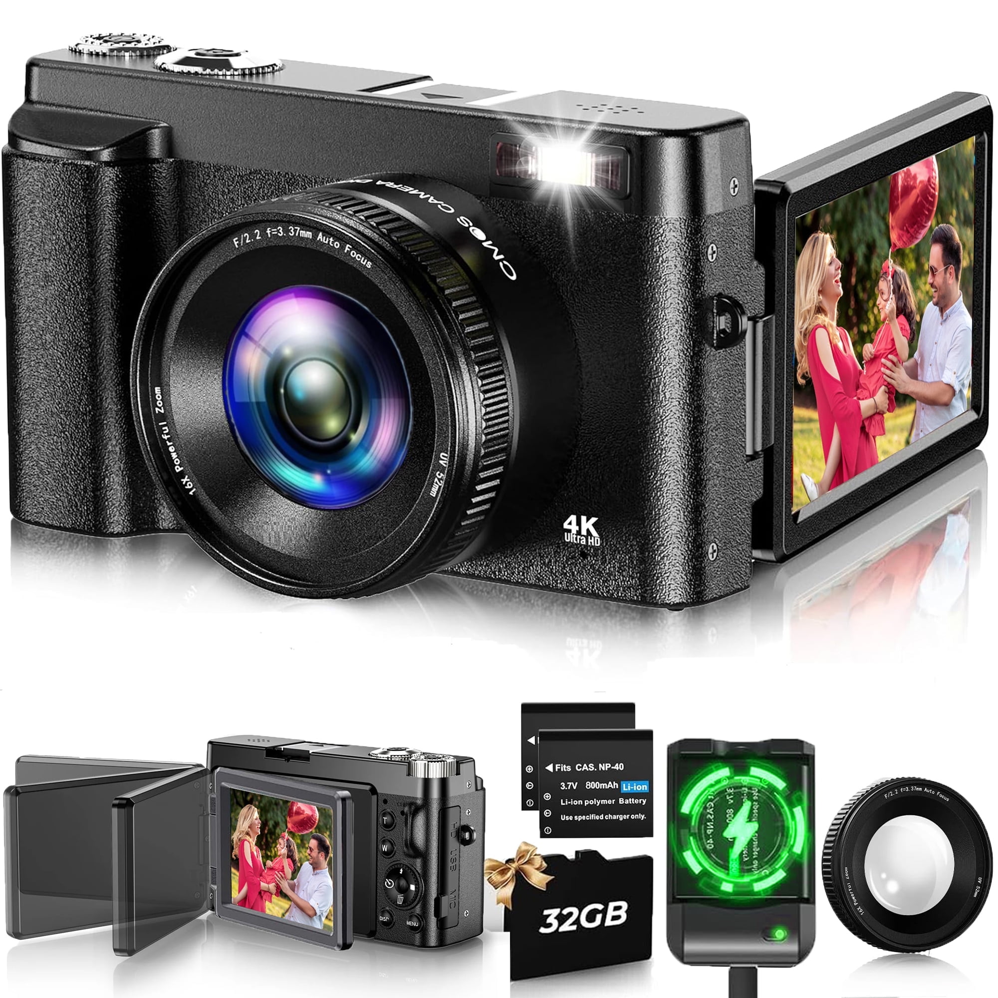 ACTITOP 4K Digital Camera, 48MP Vlogging Camera for YouTube with