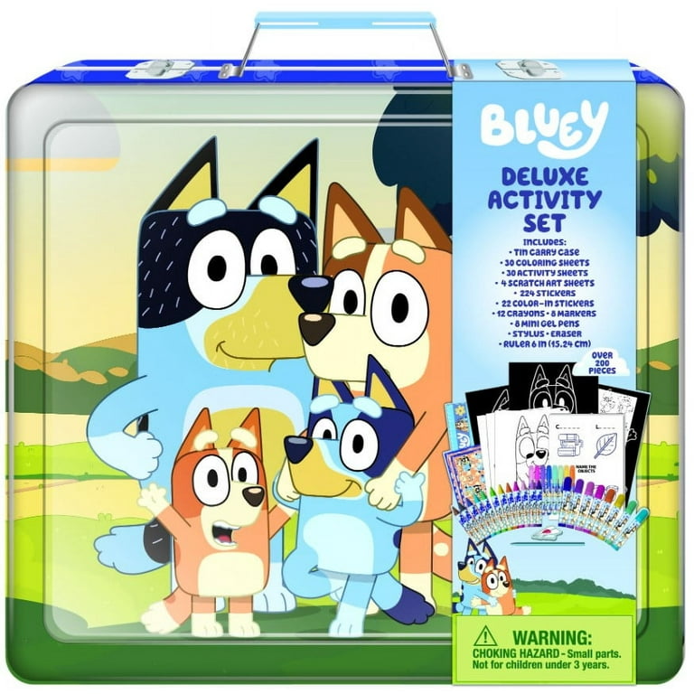 Bluey Deluxe Art Set with Metal Carrying Case for Kids Over 200